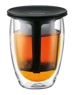 Tea For One Double Wall Glass With Tea Strainer 350ml in Clear