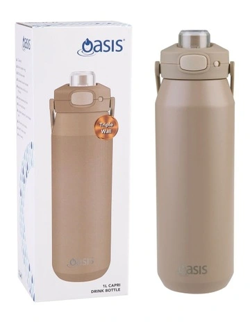 Ceramic Lined Stainless Steel Triple Wall Insulated Capri Drink Bottle in Latte
