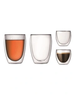 Bodum Pavina Double Wall Glass Set 2 x 350ml and 2 x 80ml