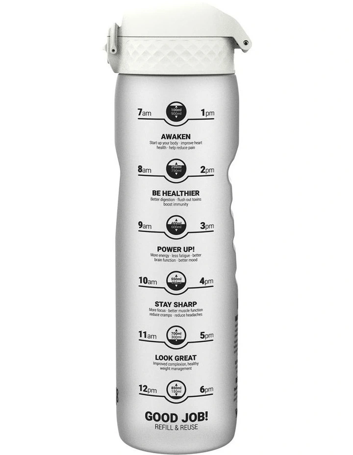Recyclon Motivator Ice Water Bottle 1000ml in White image 1