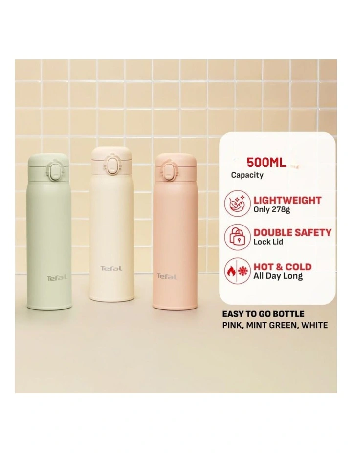 Easy to Go Stainless Steel Drink  Bottle 500ml in White image 2