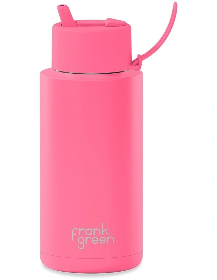 34oz Stainless Steel Reusable Bottle Bubblegum with Flip Straw Lid image 1