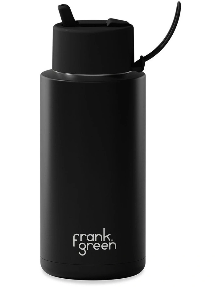 34oz/1L Stainless Steel Reusable Bottle Midnight with Flip Straw Lid image 1