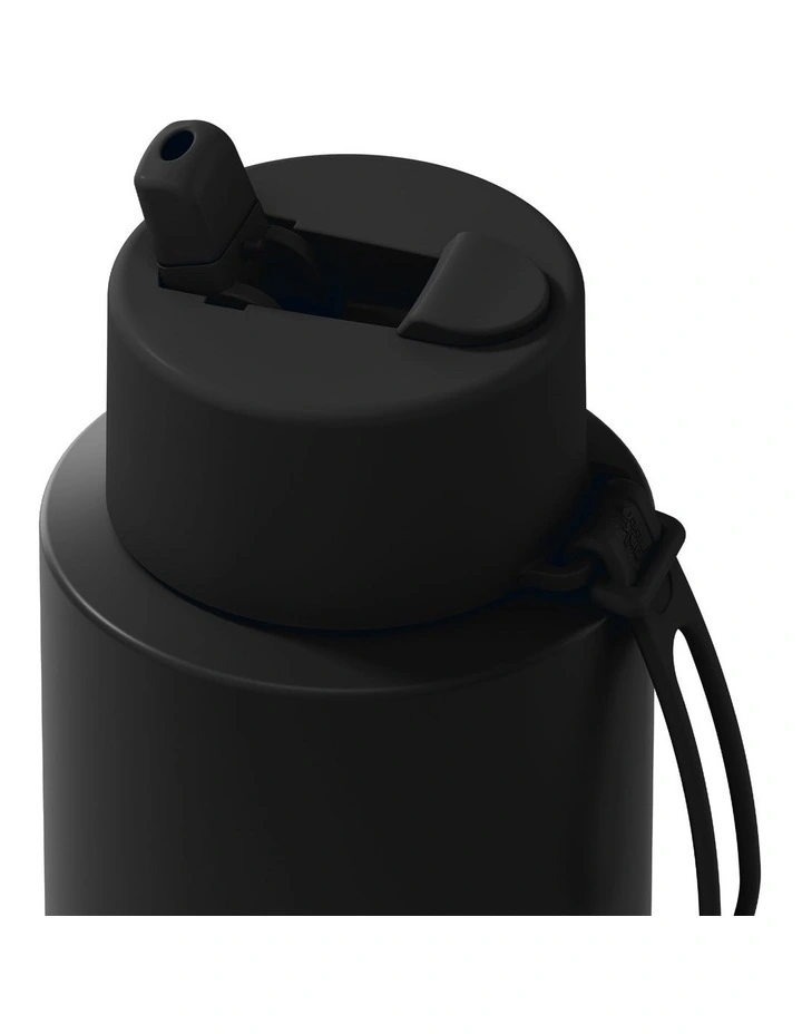 Stainless Steel Reusable Bottle with Flip Straw Lid 34oz/1L in Midnight image 3
