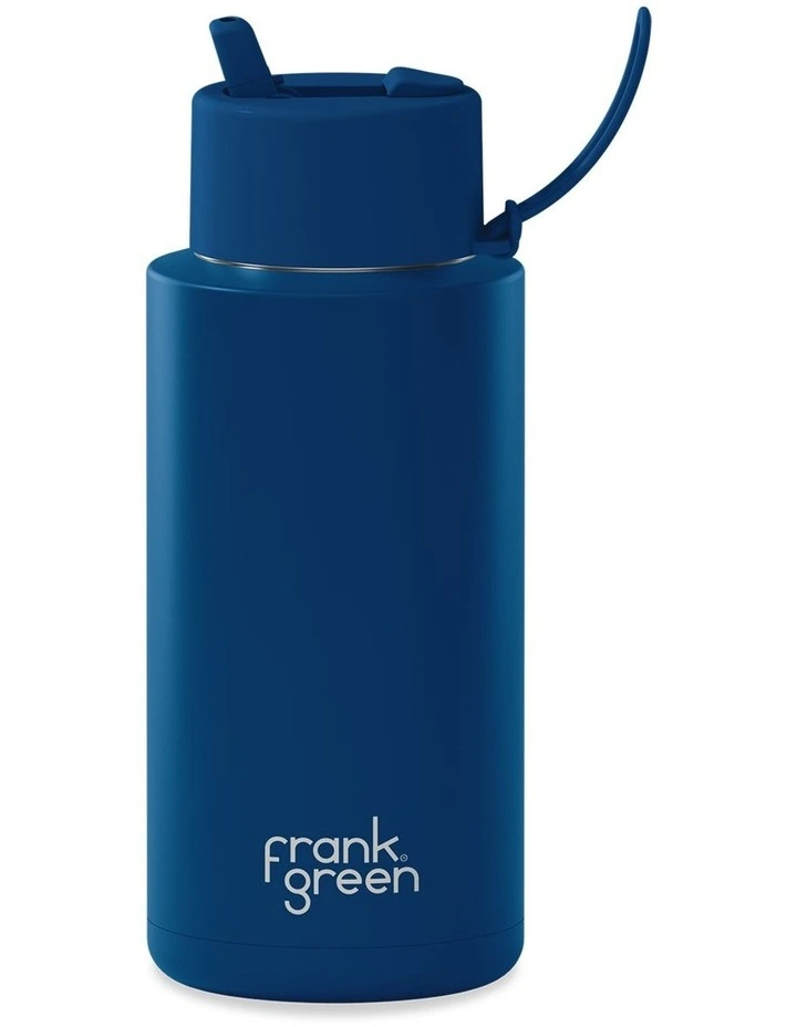 34oz/1L Stainless Steel Reusable Bottle Deep Ocean with Flip Straw Lid image 1