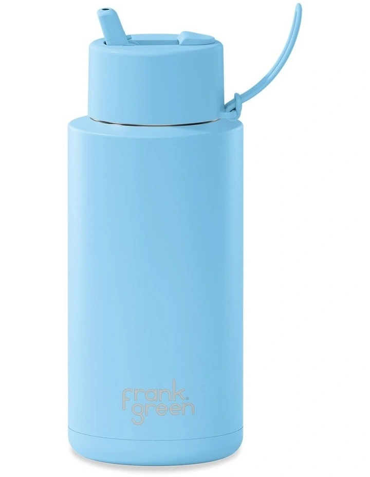 34oz/1L Stainless Steel Reusable Bottle Sky Blue with Flip Straw Lid image 1