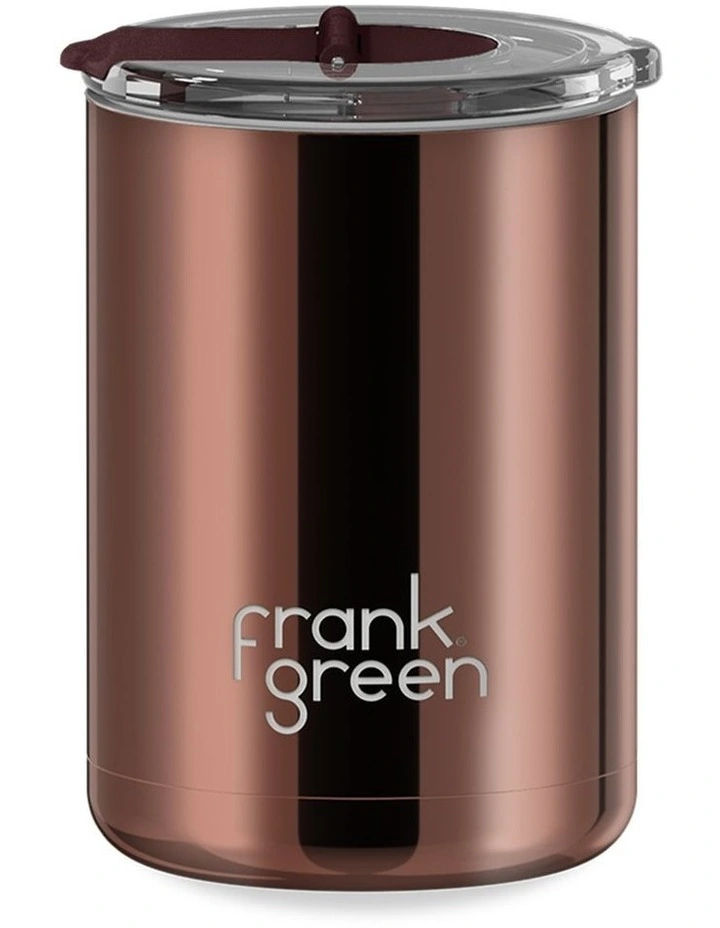 12oz/355ml Stainless Steel Coffee Cup with Hinged Screw Lid Chocolate Chrome image 1