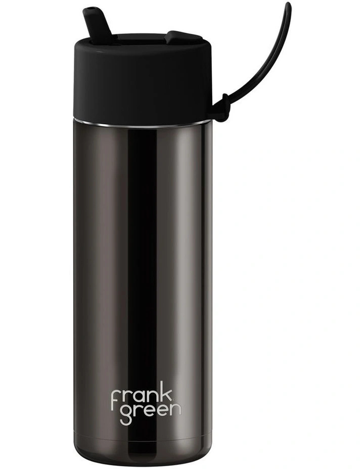 20oz/595ml Stainless Steel Reusable Bottle with Flip Straw Lid Shadow Chrome image 1