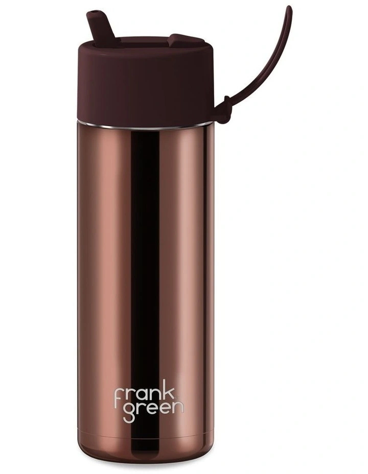 20oz/595ml Stainless Steel Reusable Bottle with Flip Straw Lid Chocolate Chrome image 1