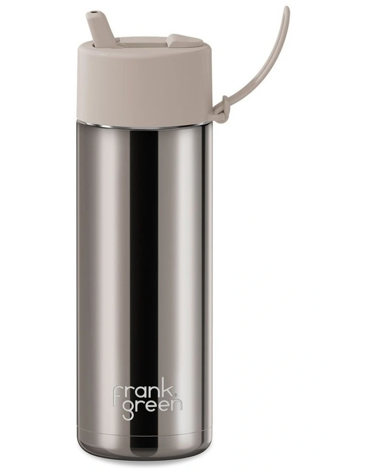20oz/595ml Stainless Steel Reusable Bottle with Flip Straw Lid Moon Dust Chrome image 1