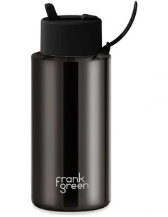 34oz/1L Stainless Steel Reusable Bottle with Flip Straw Lid Shadow Chrome
