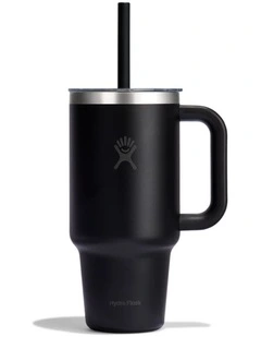 32oz Travel Tumbler Clear Lid Black