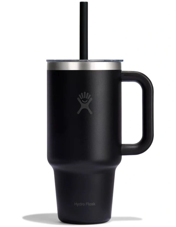 32oz Travel Tumbler Clear Lid Black image 1