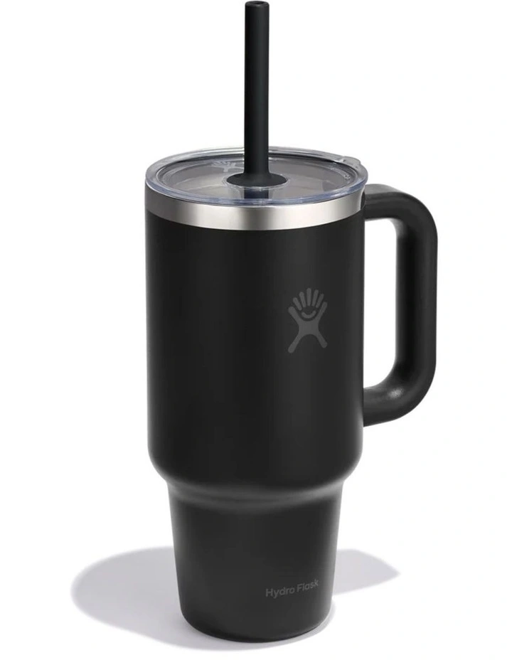 32oz Travel Tumbler Clear Lid Black image 2