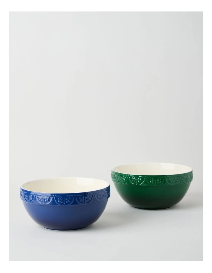Fleur de Lis Mixing Bowl 26cm Blue image 4