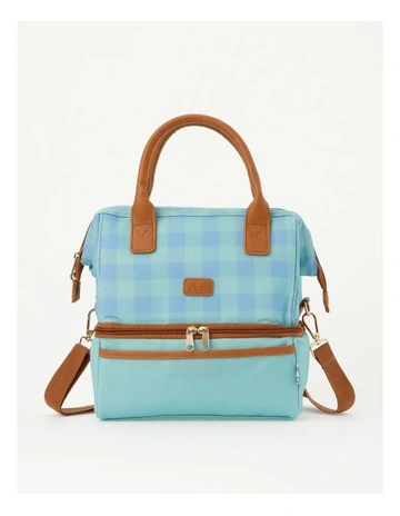 Double Layer Lunch Bag in Blue Check