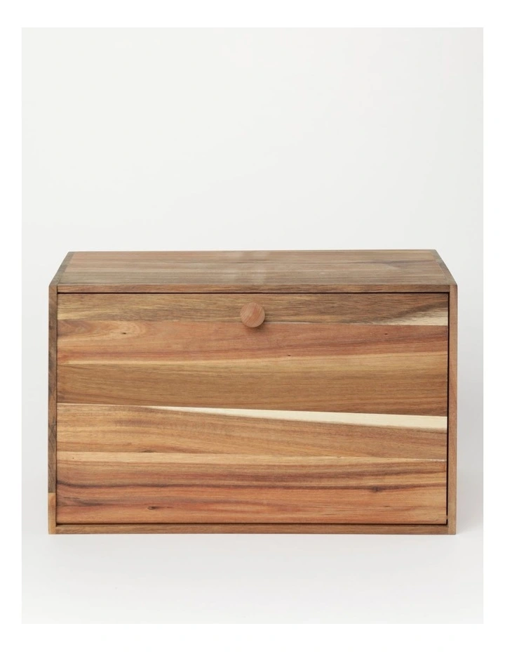 Acacia Wood Bread Bin in Natural image 1