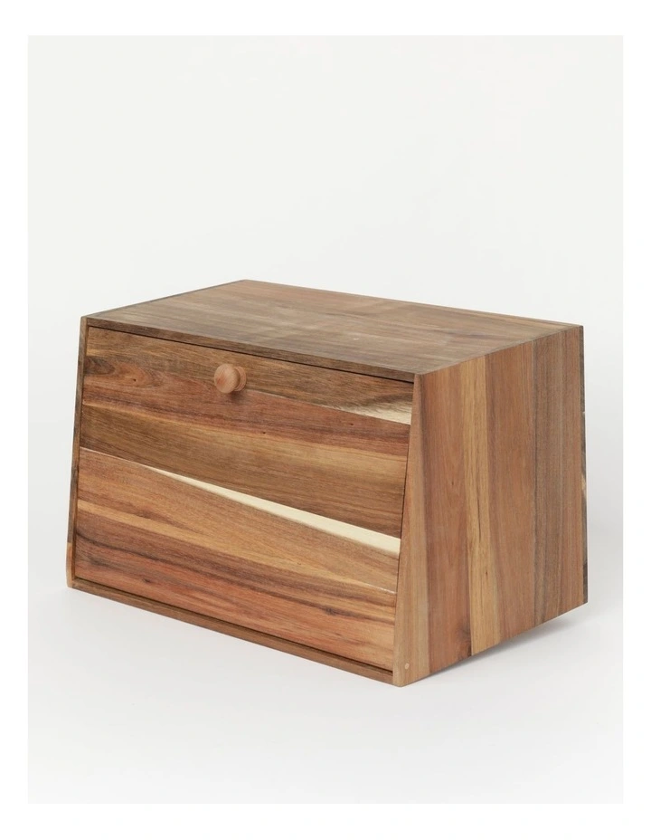 Acacia Wood Bread Bin in Natural image 2
