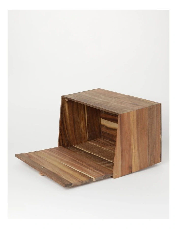 Acacia Wood Bread Bin in Natural image 3