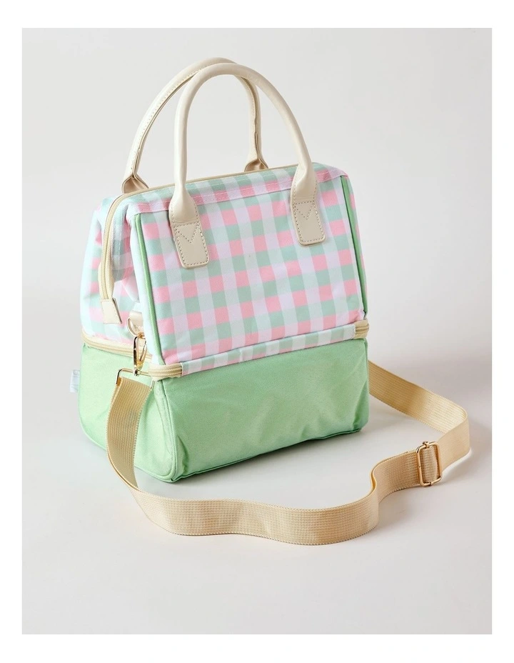 Double Layer Lunch Bag in Pink Gingham image 3