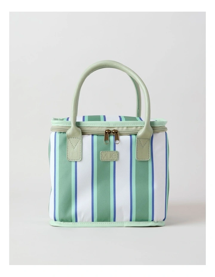 Square Lunch Bag in Green Stripe image 1