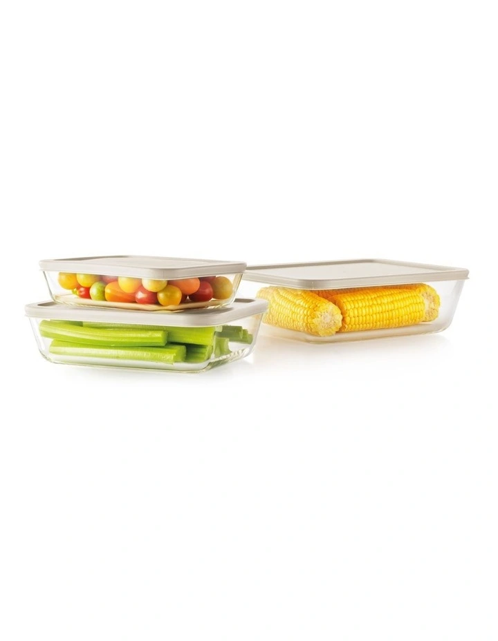 Rectangular Glass Food Storage Set of 3 image 3