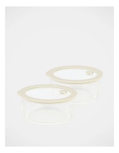 Round Glass Container with Silicone Glass Lid - Set of 2 944ml