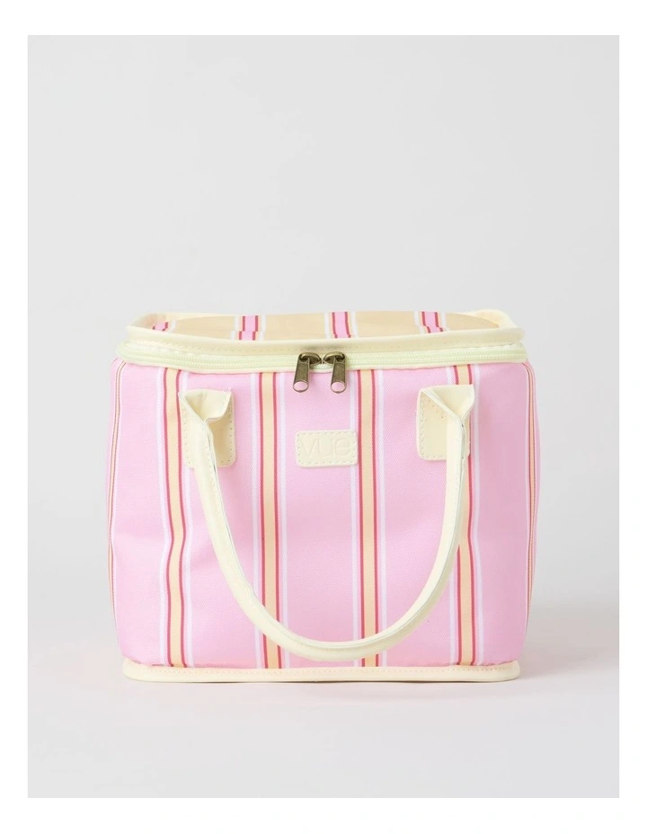 Arlo Square Lunch Bag in Pink and Yellow Stripe image 1
