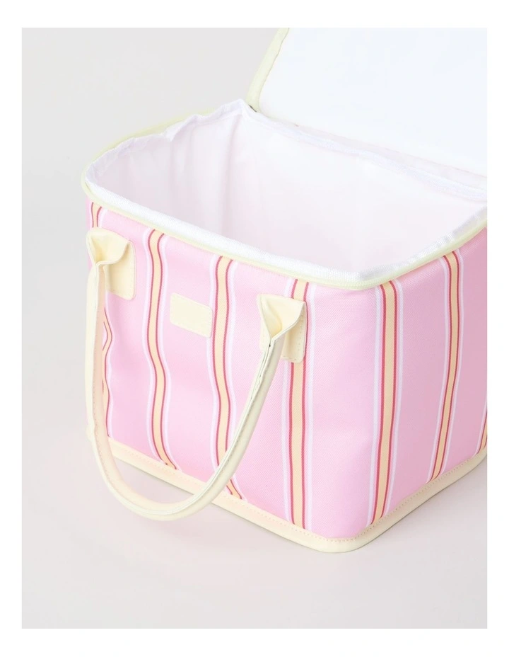 Arlo Square Lunch Bag in Pink and Yellow Stripe image 3