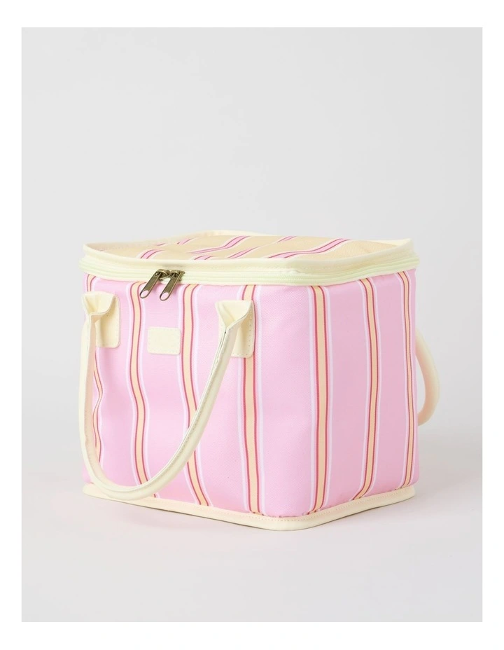 Arlo Square Lunch Bag in Pink and Yellow Stripe image 4
