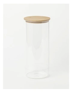 Round Storage Canister with Lid 2850ml in Bamboo/Clear