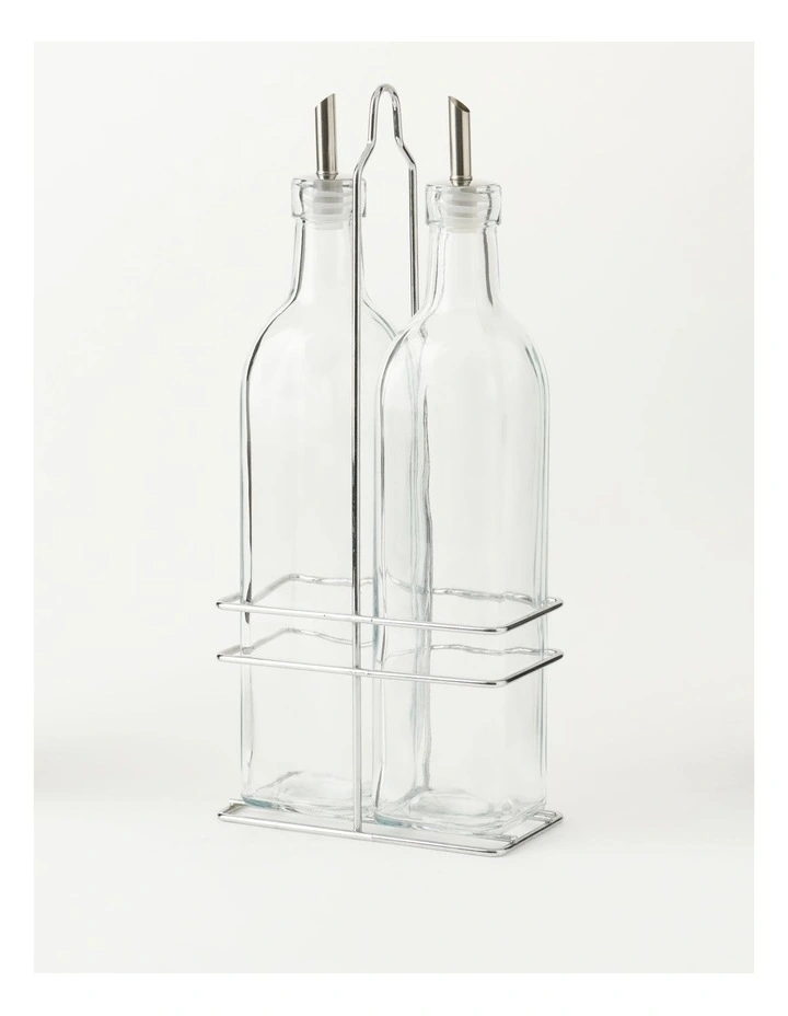 Oil & Vinegar Set 530ml with Stand in Glass image 1
