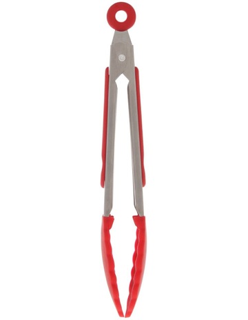 Mini Tongs With Silicone Tip 17cm in Red