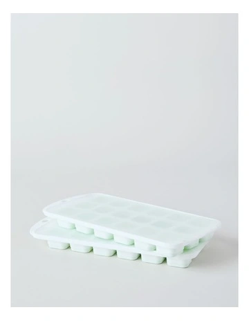 Set of 2 Ice Cube Trays Silicone with PP Lid 27.6x13x2.4cm