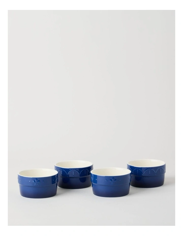 Fleur de Lis Ramekin Set of 4 Blue image 1