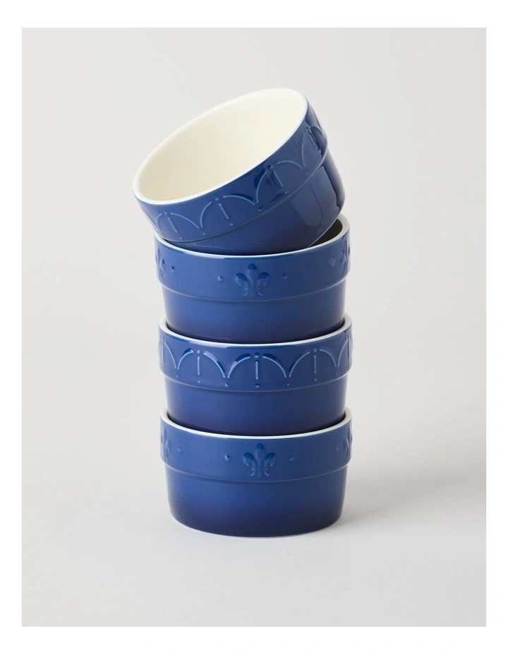 Fleur de Lis Ramekin Set of 4 Blue image 4