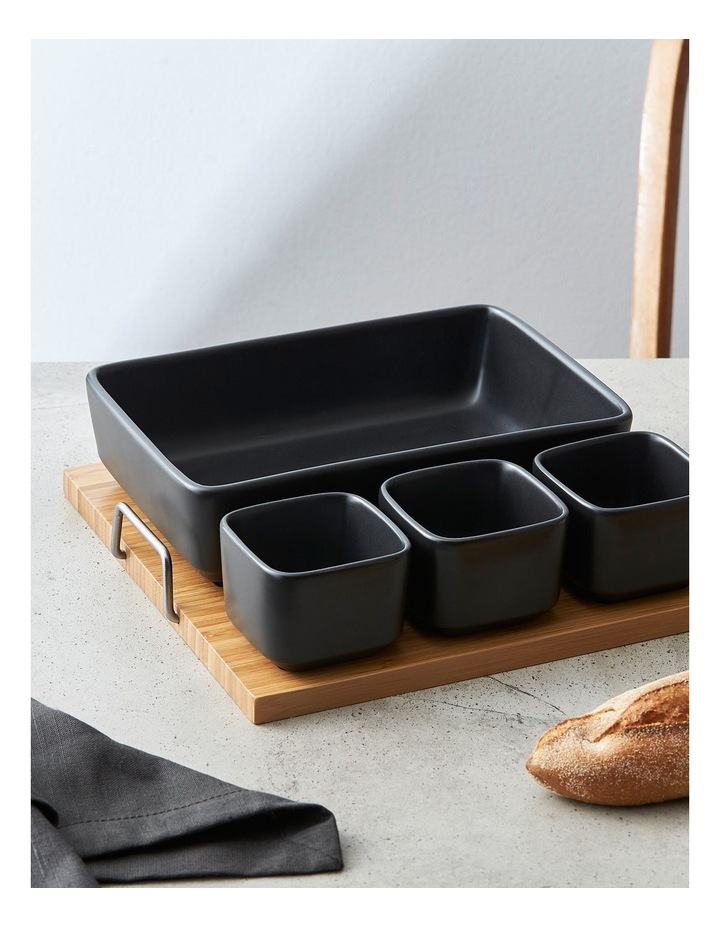 Vue 5 Piece Stoneware Serving Set with Bamboo Tray eBay