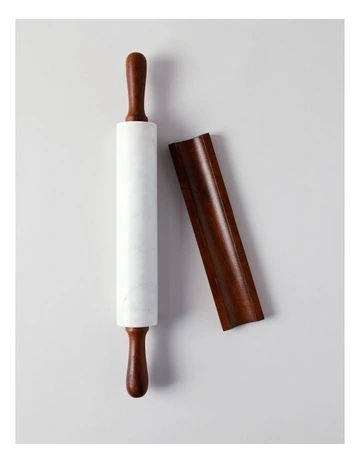 Marble Acacia Rolling Pin w Stand