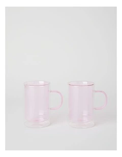 Double Wall Glass Set of 2 in Pink