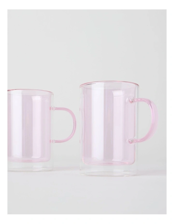 Double Wall Glass Set of 2 in Pink image 2
