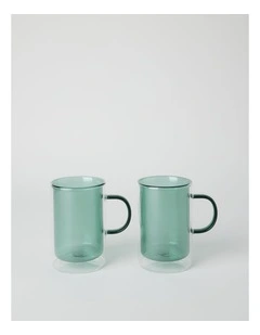 Double Wall Glass Set of 2 in Green