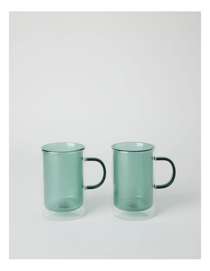 Double Wall Glass Set of 2 in Green image 1