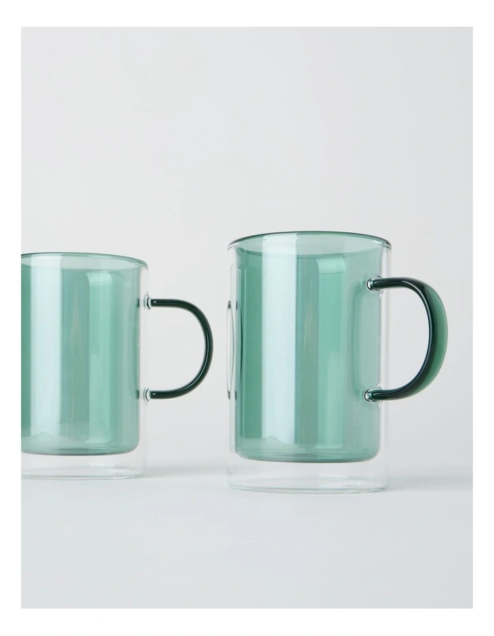 Double Wall Glass Set of 2 in Green image 2