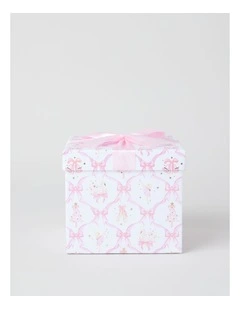 Luxe Christmas Bow and Ballerinas Small Gift Box in Pink and White: 16cm
