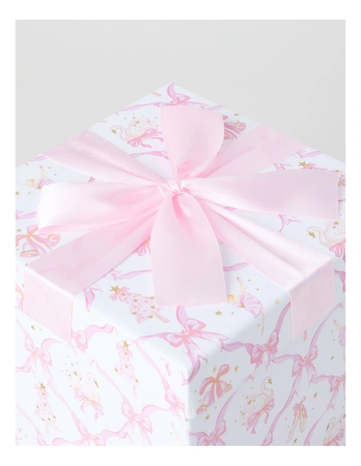 Luxe Christmas Bow and Ballerinas Small Gift Box in Pink and White: 16cm image 4
