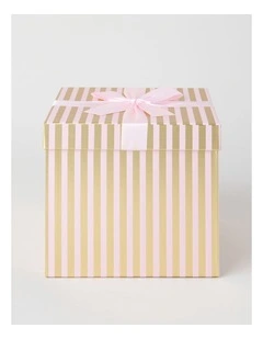 Luxe Christmas Stripe Large Gift Box in Pink: 21cm