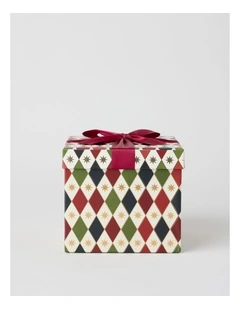 Heirloom Christmas Tile Small Gift Box in Red and Green: 16cm