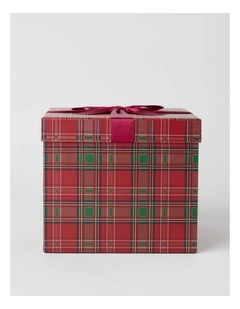 Heirloom Christmas Tartan Large Gift Box in Red: 21cm