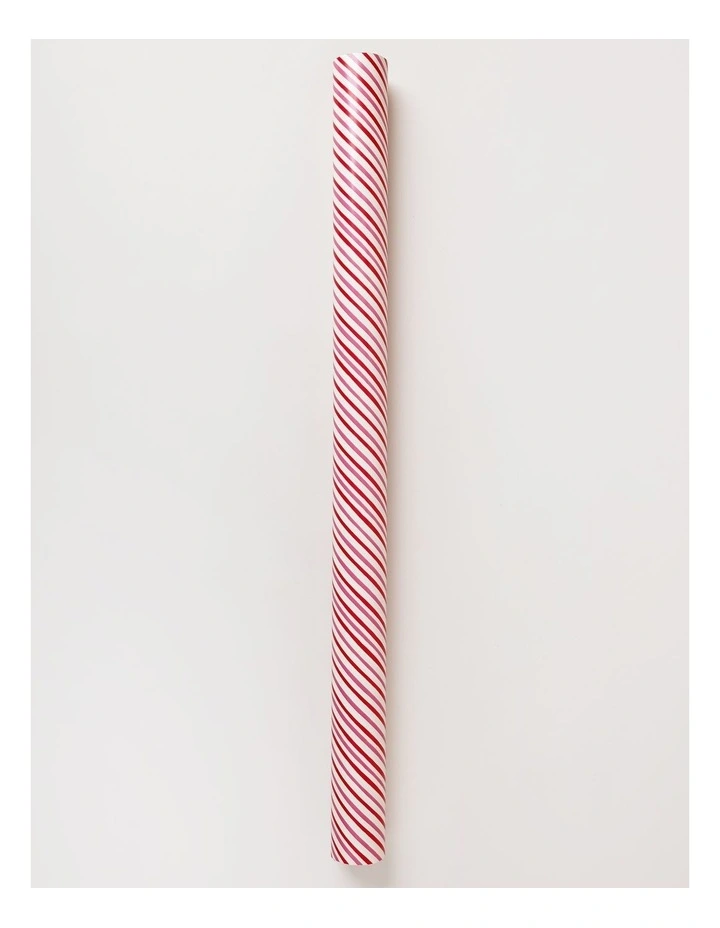 Candyland Christmas Candy Stripes Wrap 5m in Pink/Red image 1