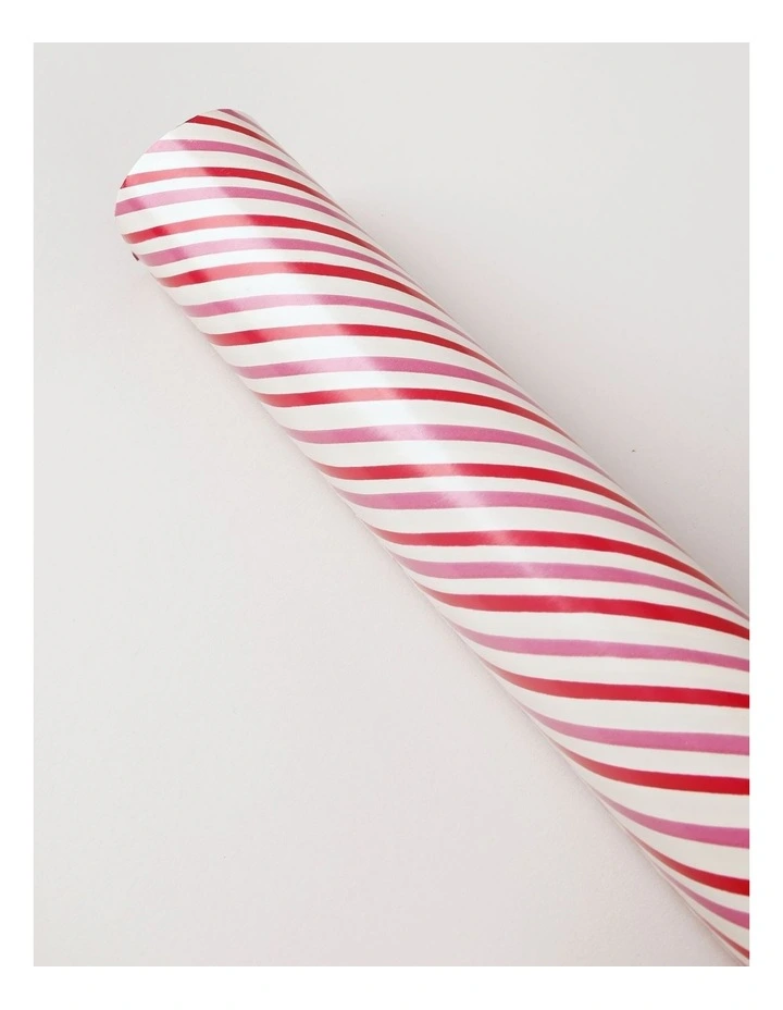Candyland Christmas Candy Stripes Wrap 5m in Pink/Red image 2